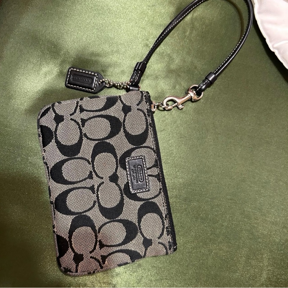 Coach Signature Black and Gray Wristlet